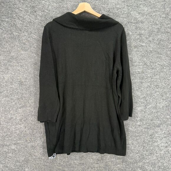 New Basic Editions Sweater Pullover Women 3X Plus Black Cowl Neck Knit Casual - Picture 2 of 7
